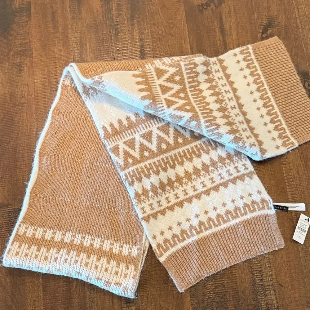 Talbots Cozy Tan and Cream Scarf